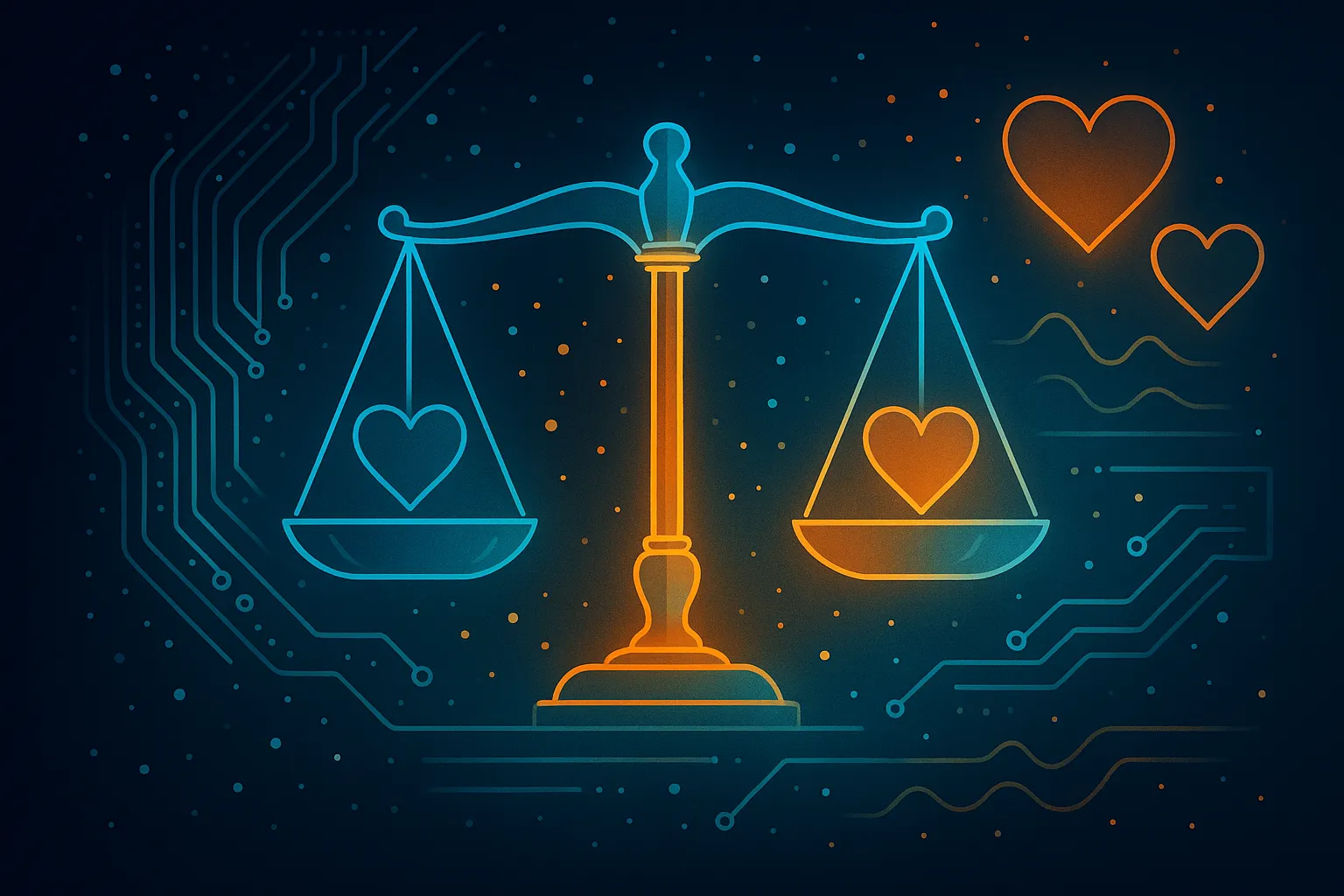 Scales and heart representing ethics and representation
